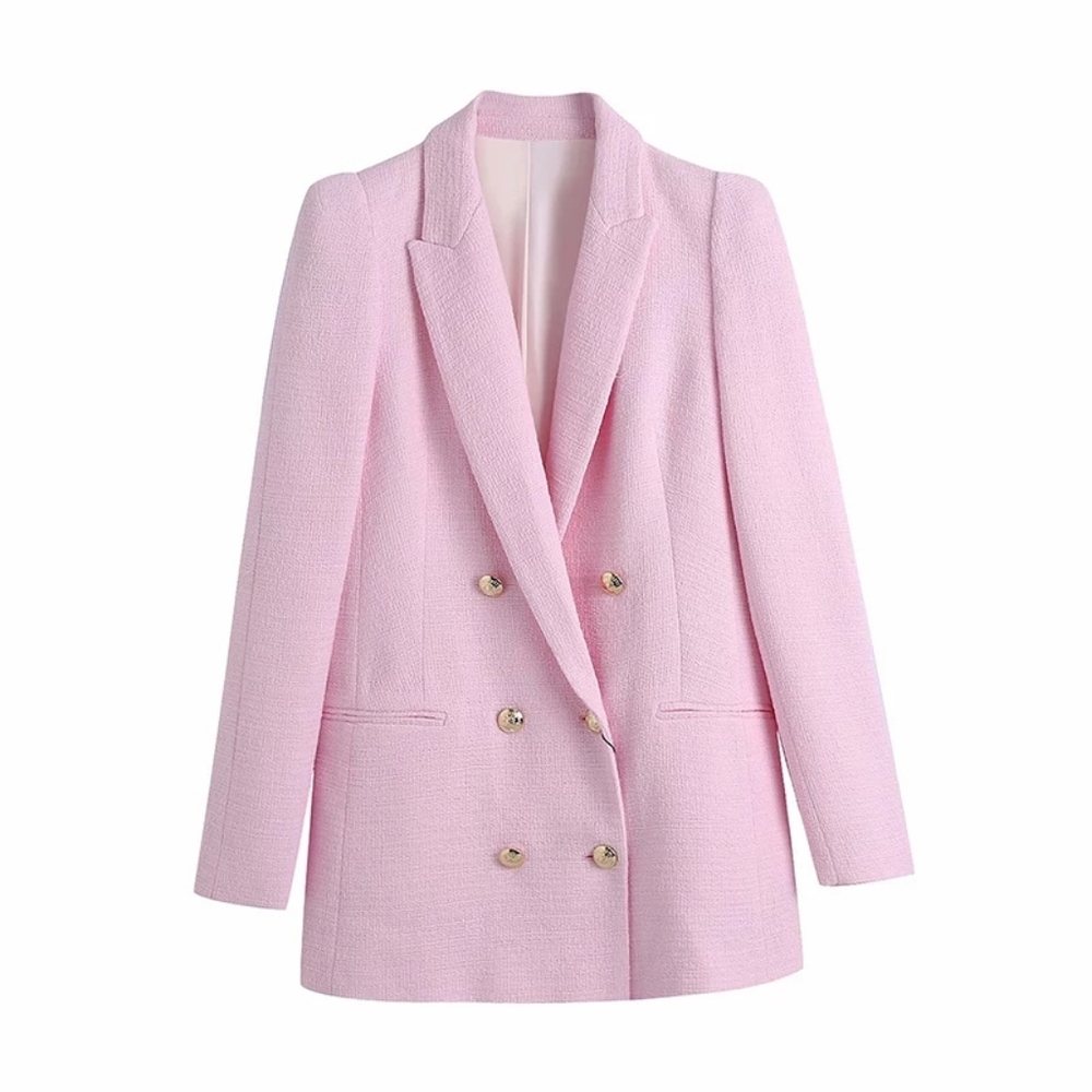 BUTTONED TEXTURED WEAVE BLAZER